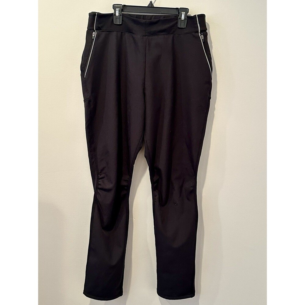 Title Nine Black Pants Ankle Zippers Pockets Size L Large EUC!